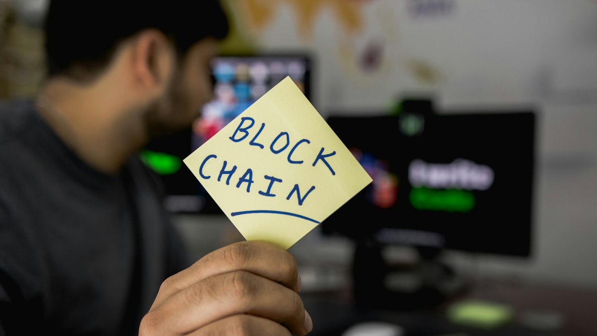 Blockchain network imagery representing decentralized identity credentials for AI agents